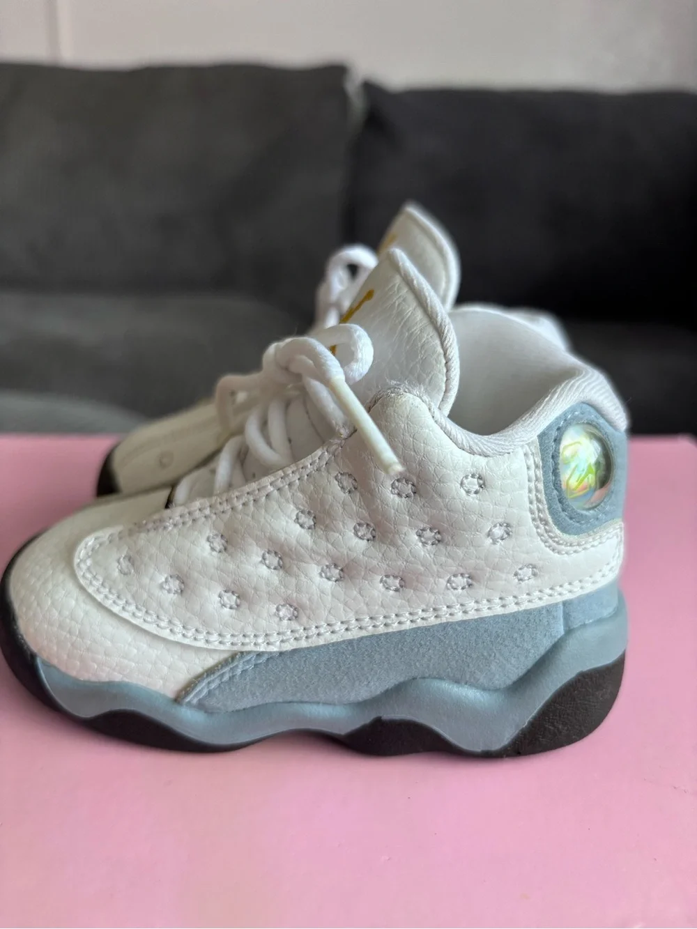 Jordan Kids White Floral-Embossed Sneakers with Black Soles